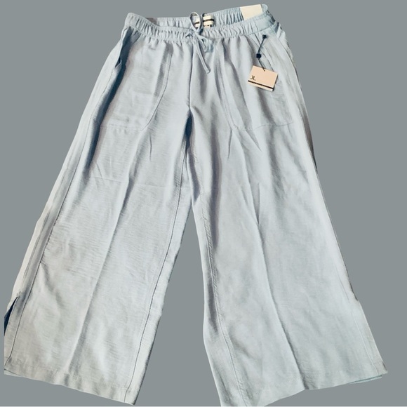 Jules And Leopold Pull On Wide Leg Pants Size M Light Blue NWT With Pockets - Picture 1 of 7
